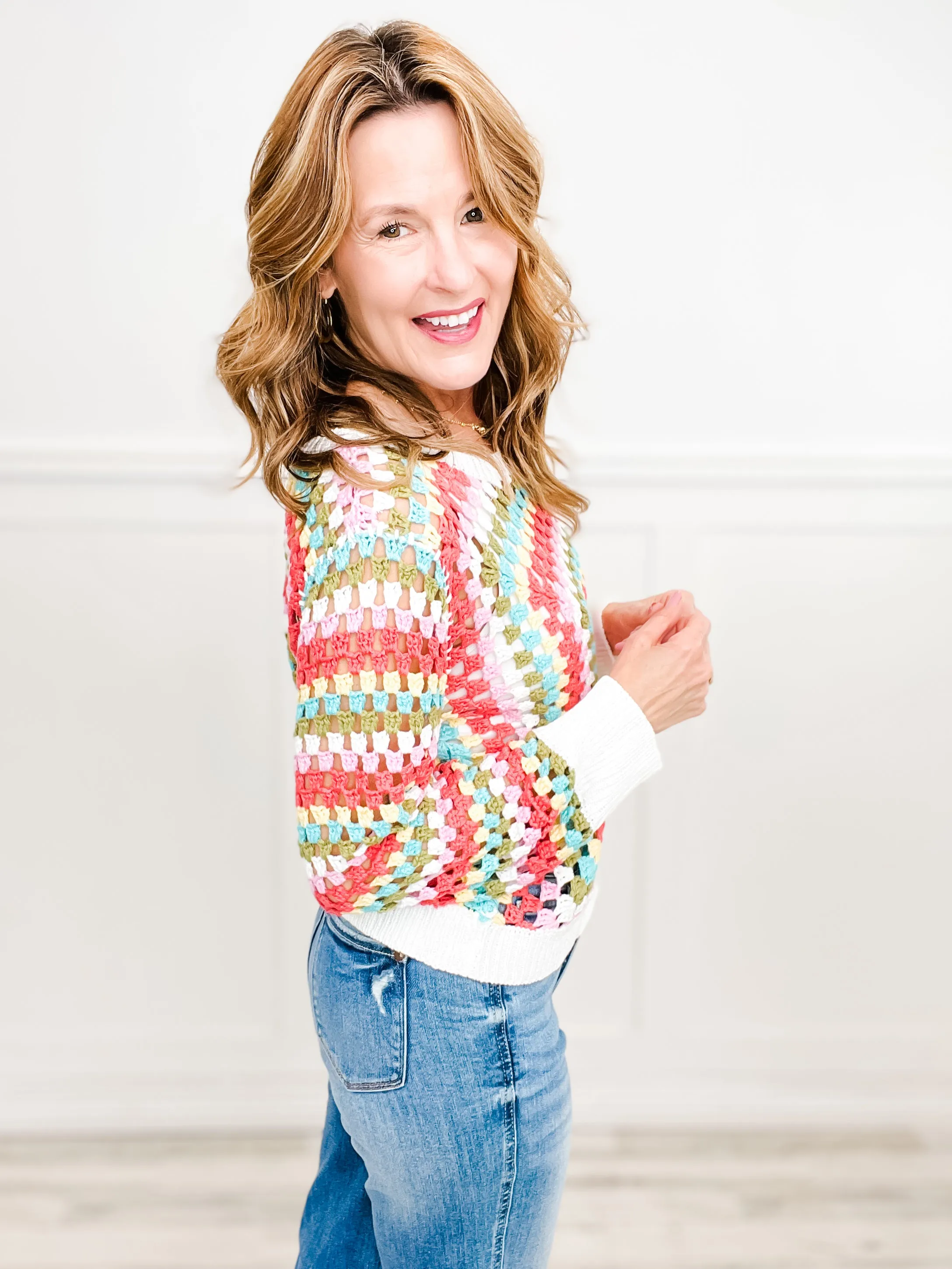 MULTI COLORS GRANNY SQUARE CROCHET TOP