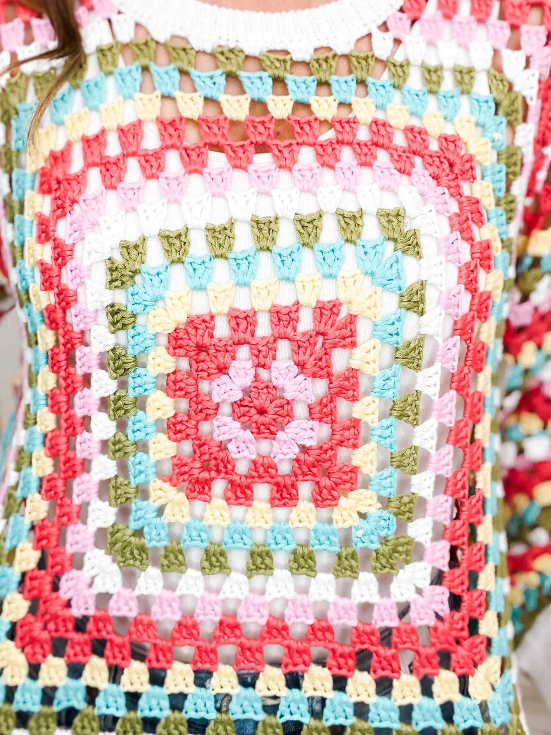 MULTI COLORS GRANNY SQUARE CROCHET TOP