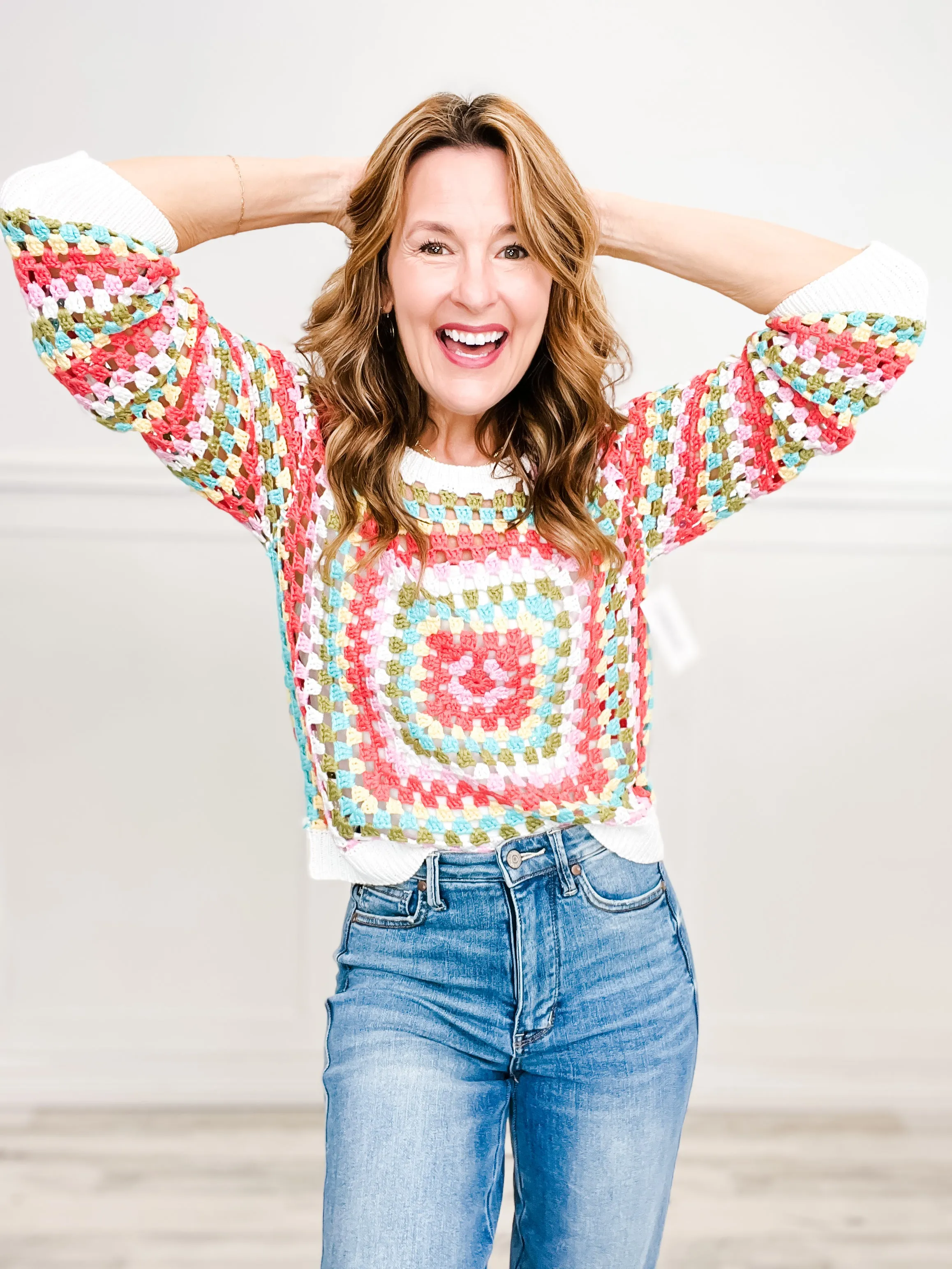 MULTI COLORS GRANNY SQUARE CROCHET TOP