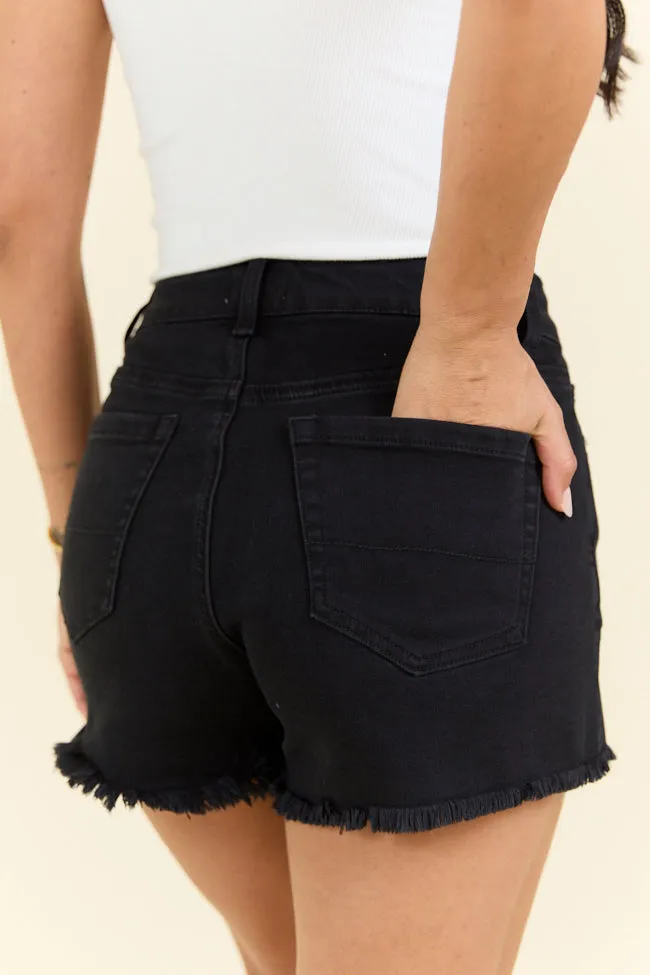My Favorite Black Button Fly Denim Shorts