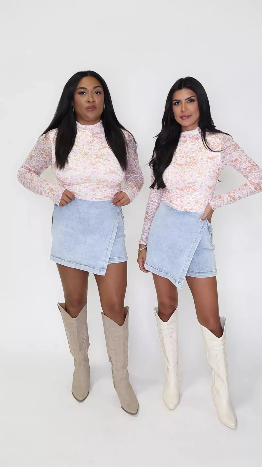 My Favorite Light Wash Acid Wash Denim Skort
