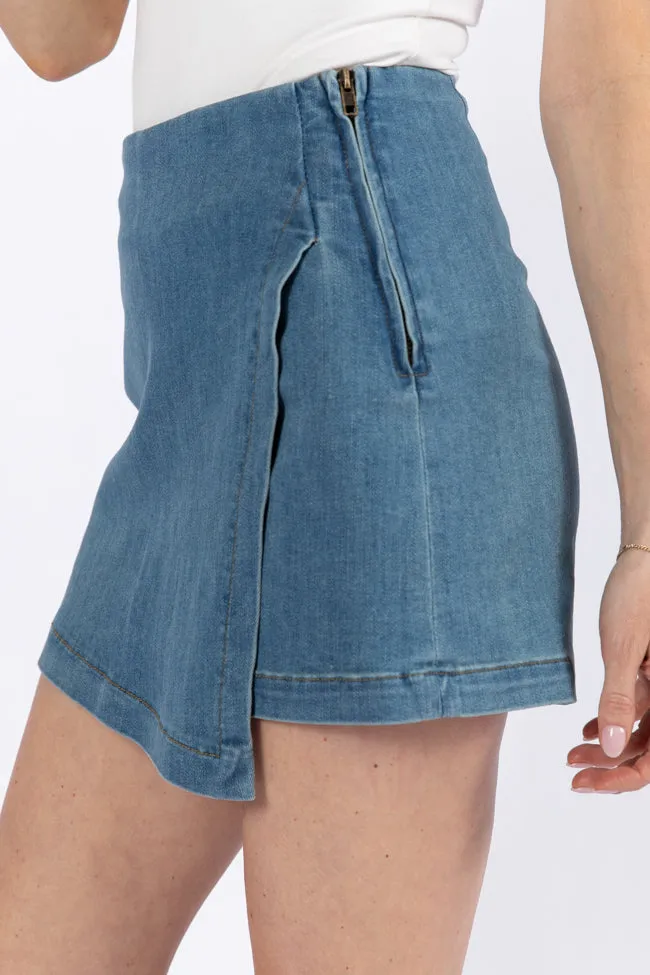 My Favorite Medium Wash Denim Skort