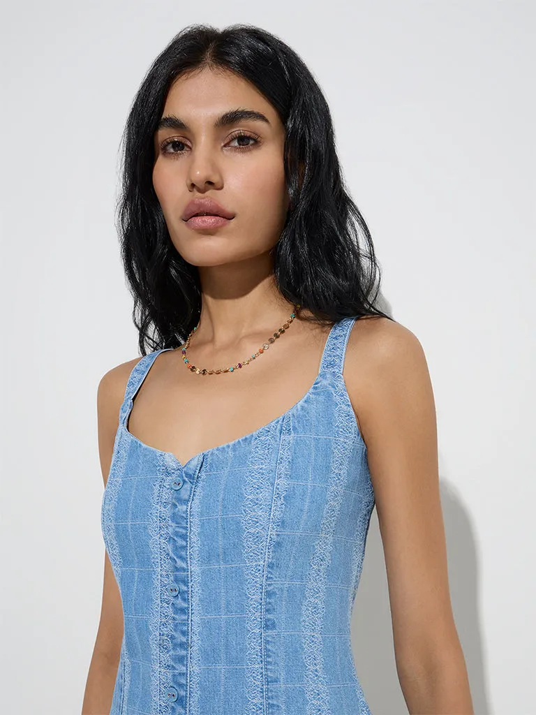 Nuon Light Blue Denim A-Line Dress