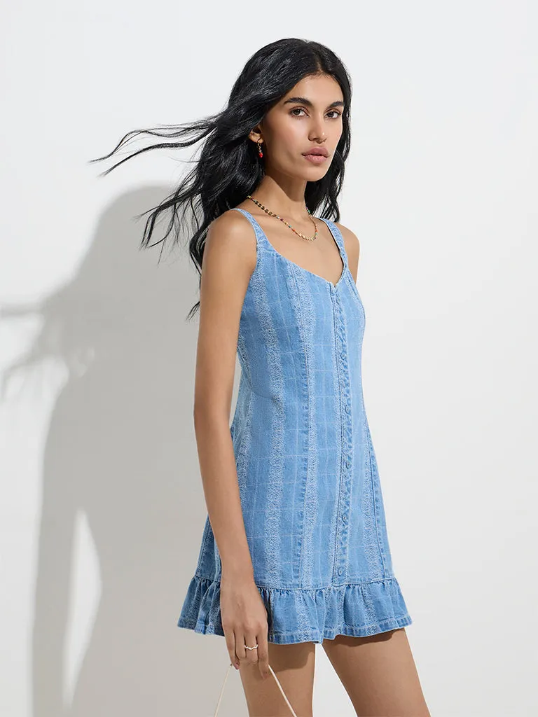Nuon Light Blue Denim A-Line Dress