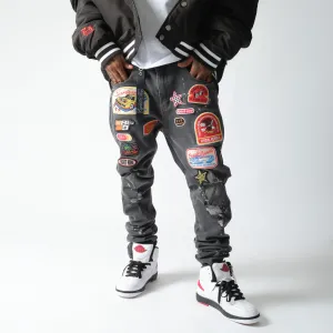 On 1 Patch Denim Jeans Black