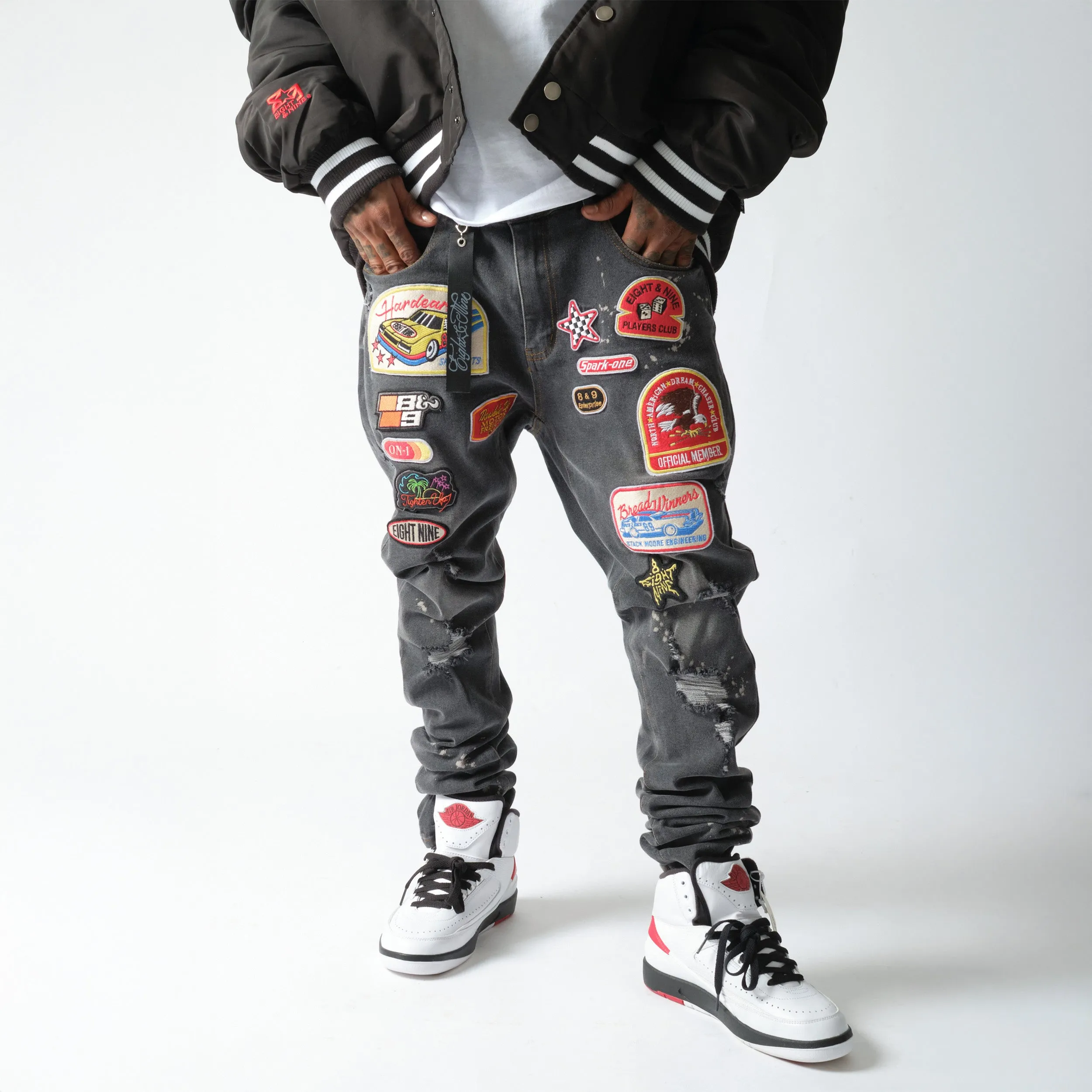 On 1 Patch Denim Jeans Black