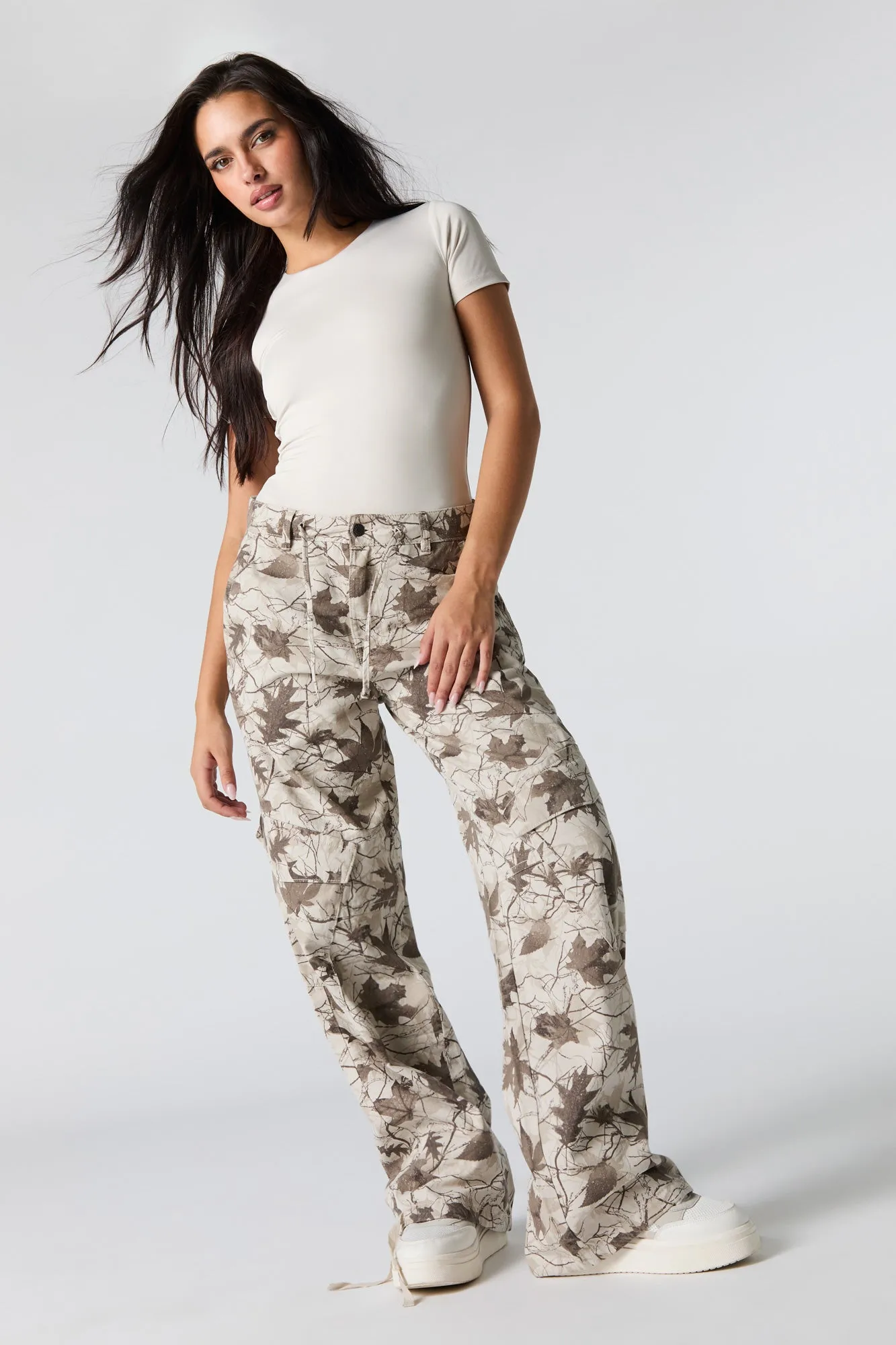 Pantalon cargo ample à taille coulissante