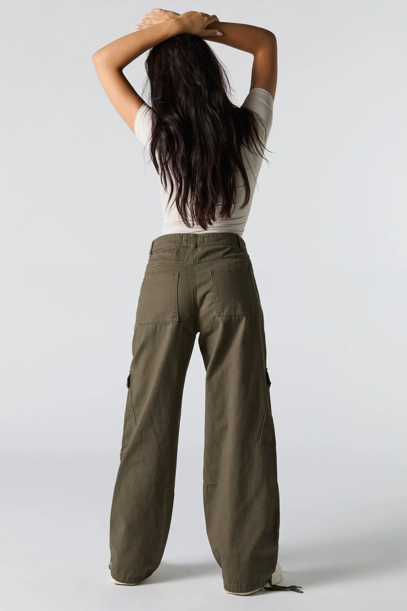 Pantalon cargo ample à taille coulissante