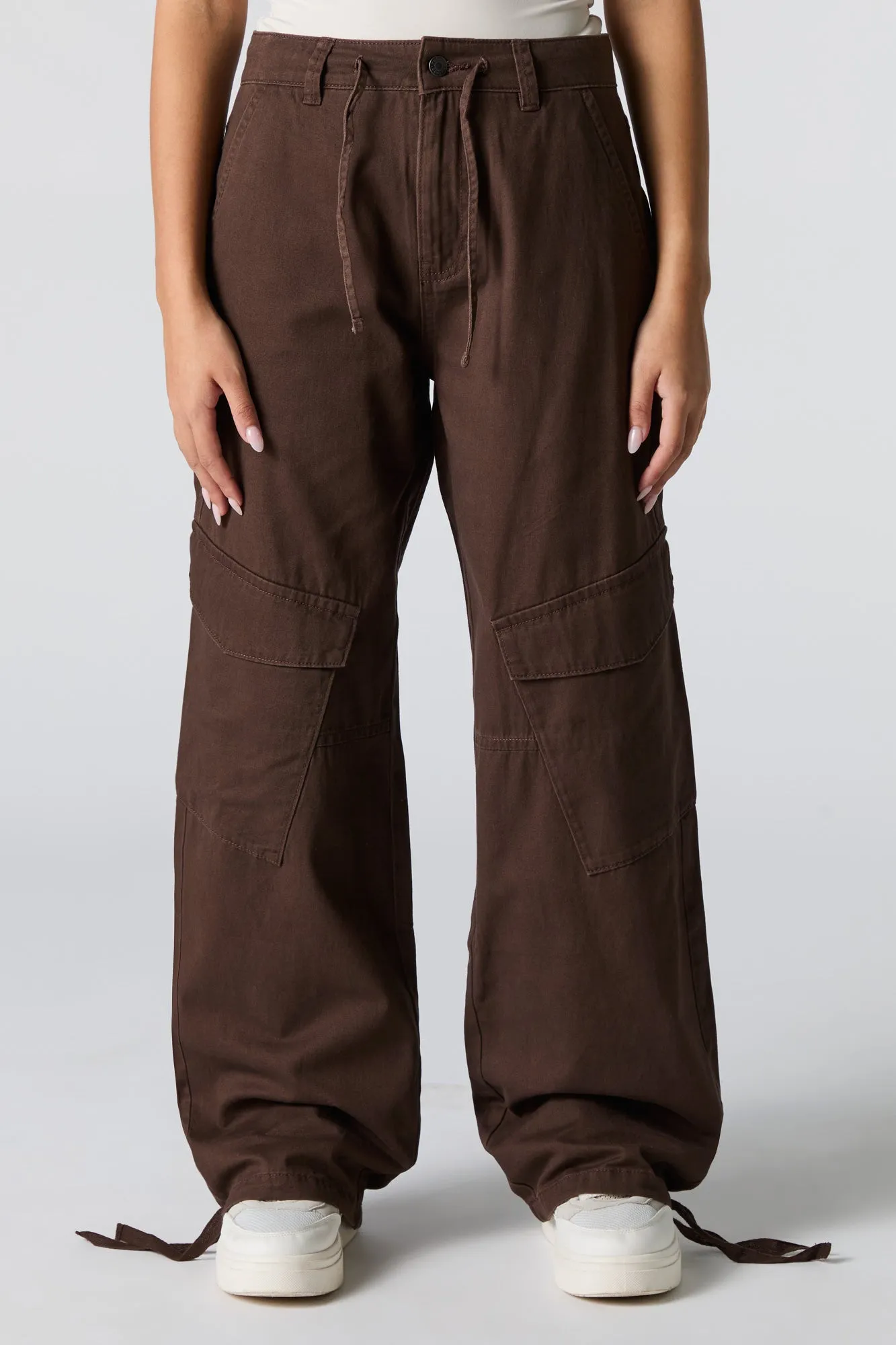 Pantalon cargo ample à taille coulissante