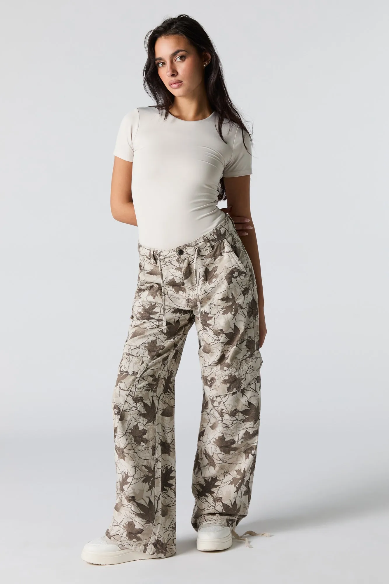 Pantalon cargo ample à taille coulissante