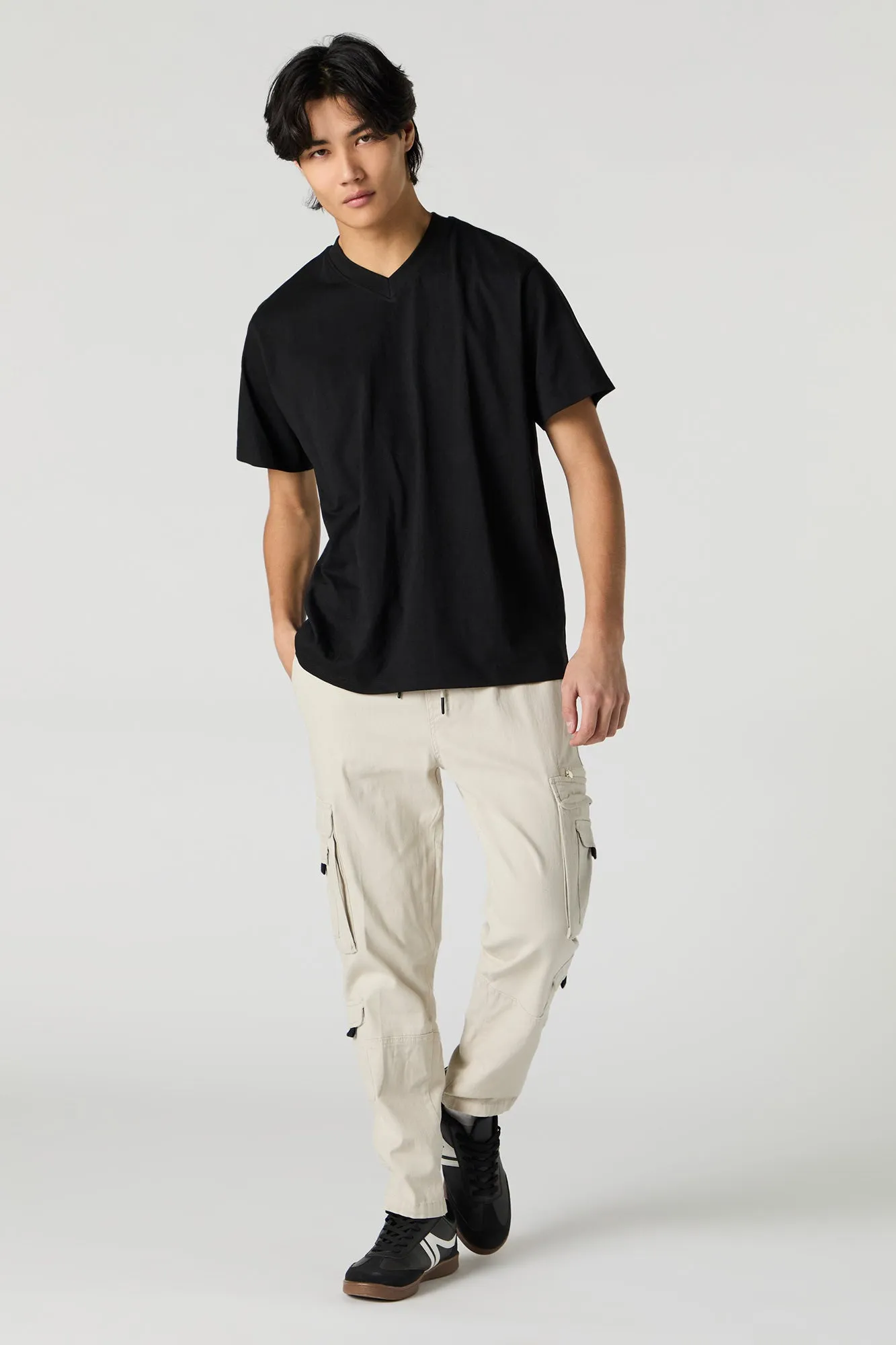 Pantalon cargo avec poches multiples et taille coulissante