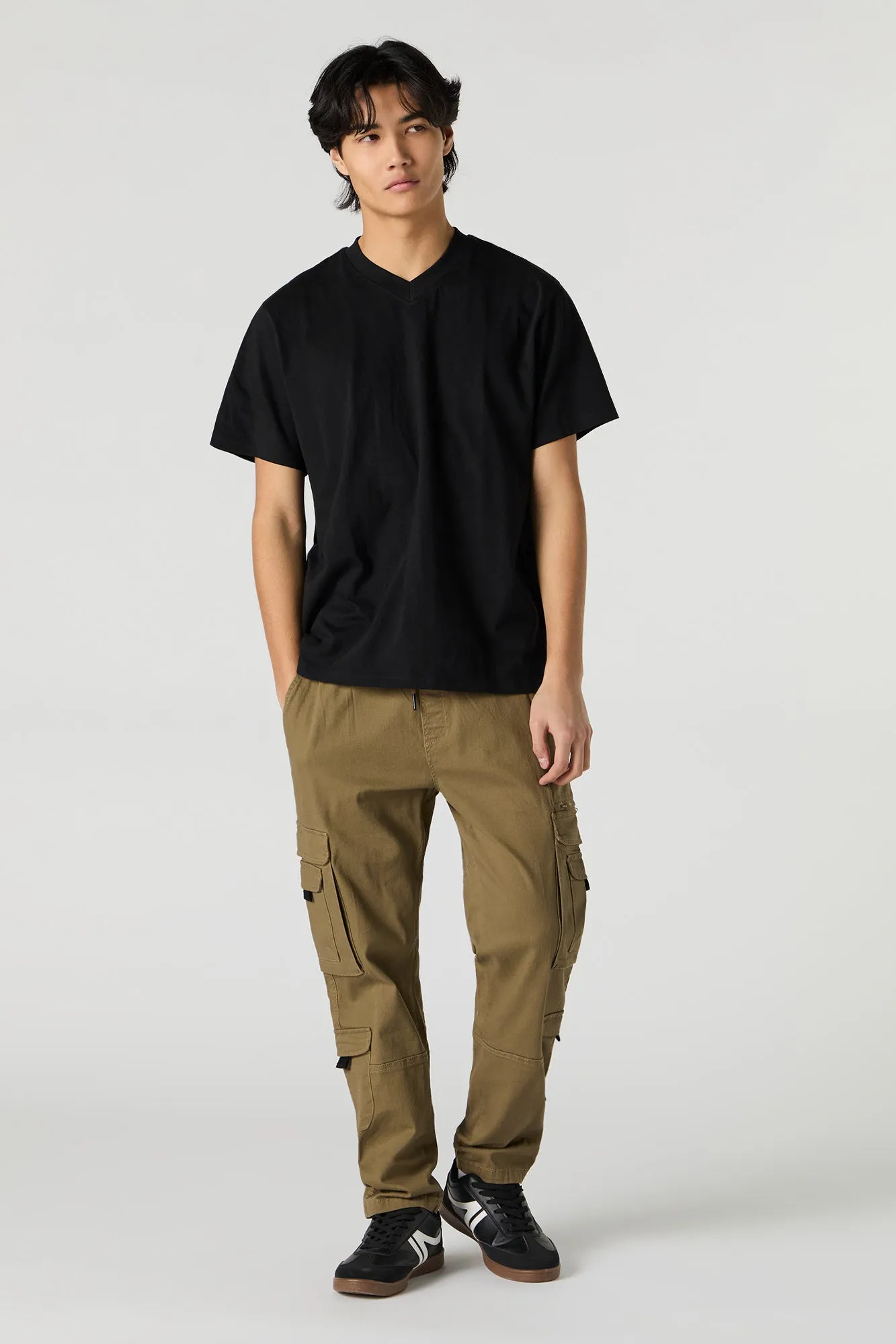 Pantalon cargo avec poches multiples et taille coulissante