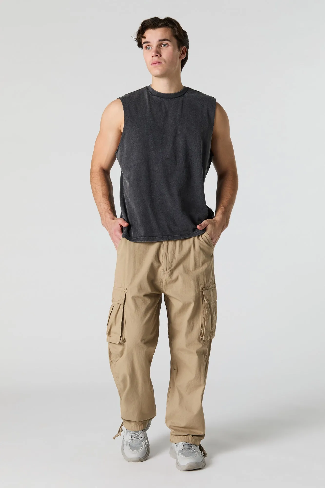Pantalon cargo baggy à ourlet coulissant