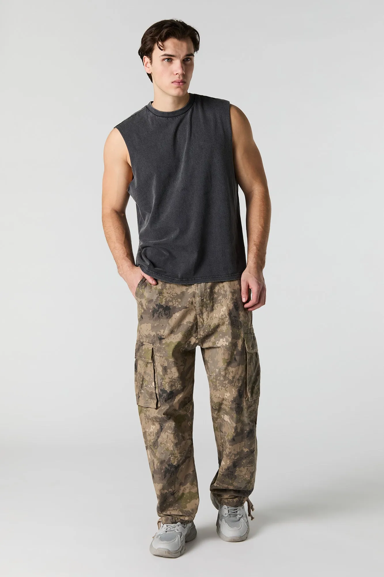 Pantalon cargo baggy à ourlet coulissant