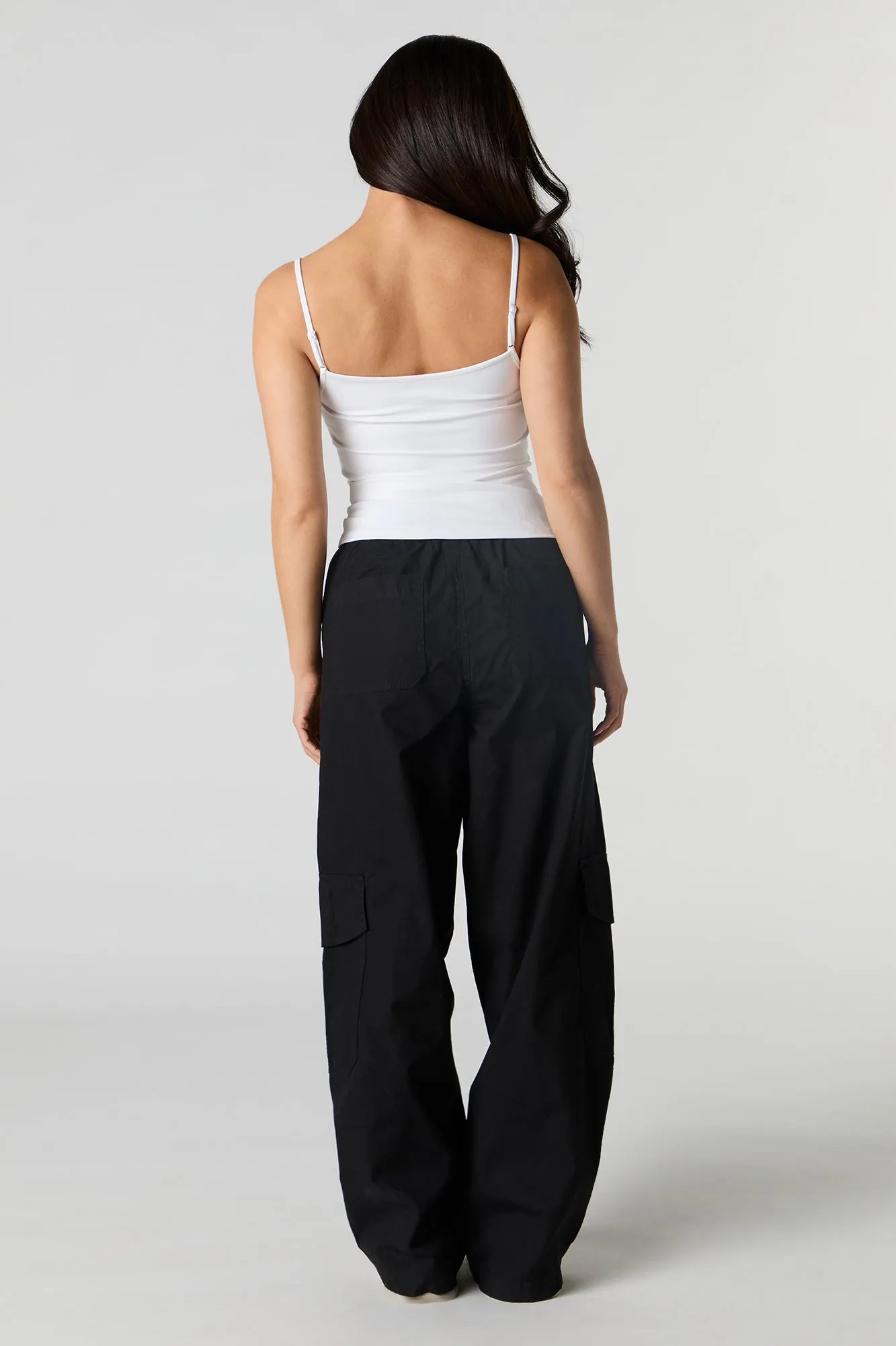 Pantalon cargo à jambe large avec taille coulissante