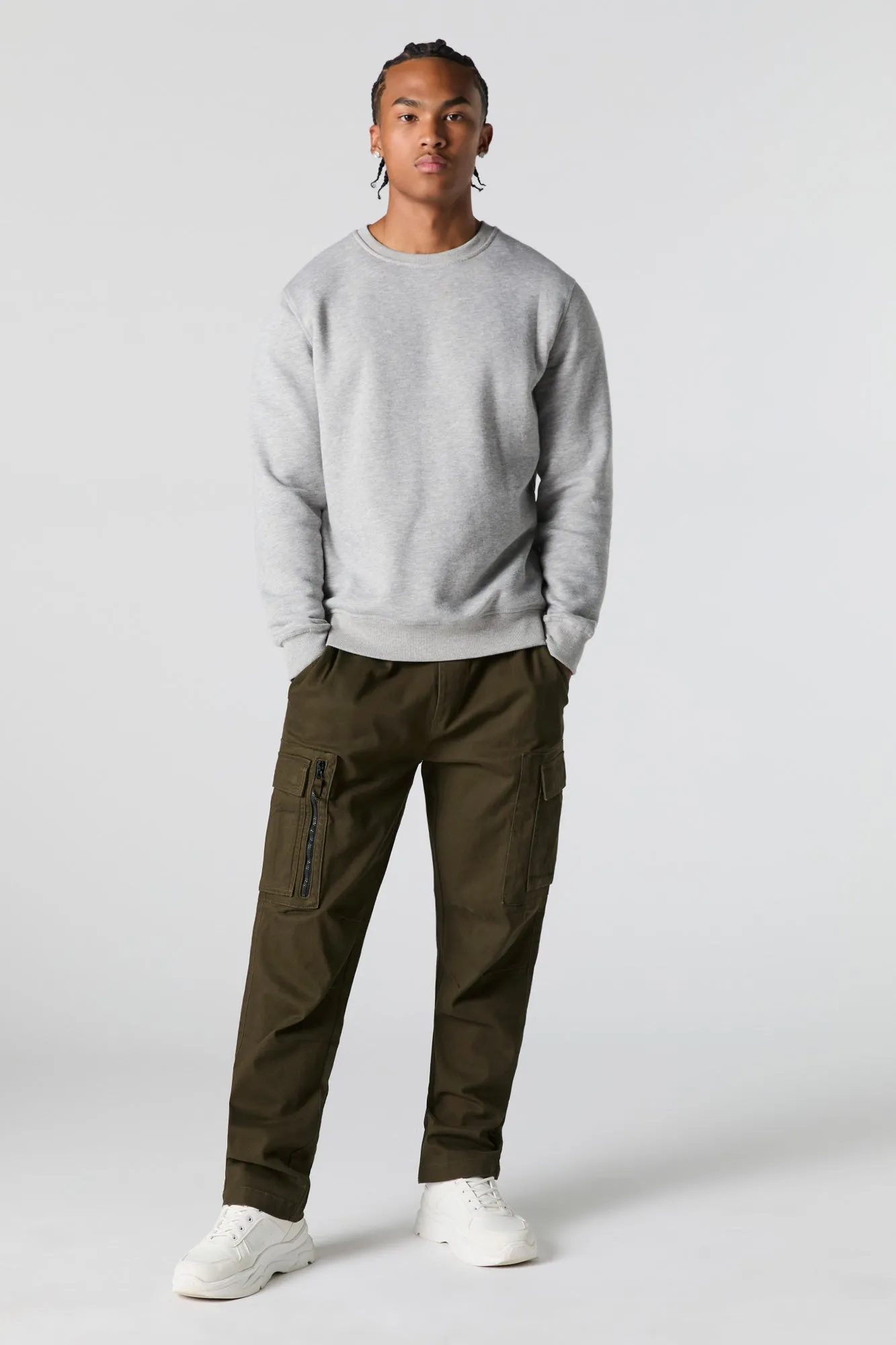 Pantalon cargo à taille coulissante avec glissière et poche