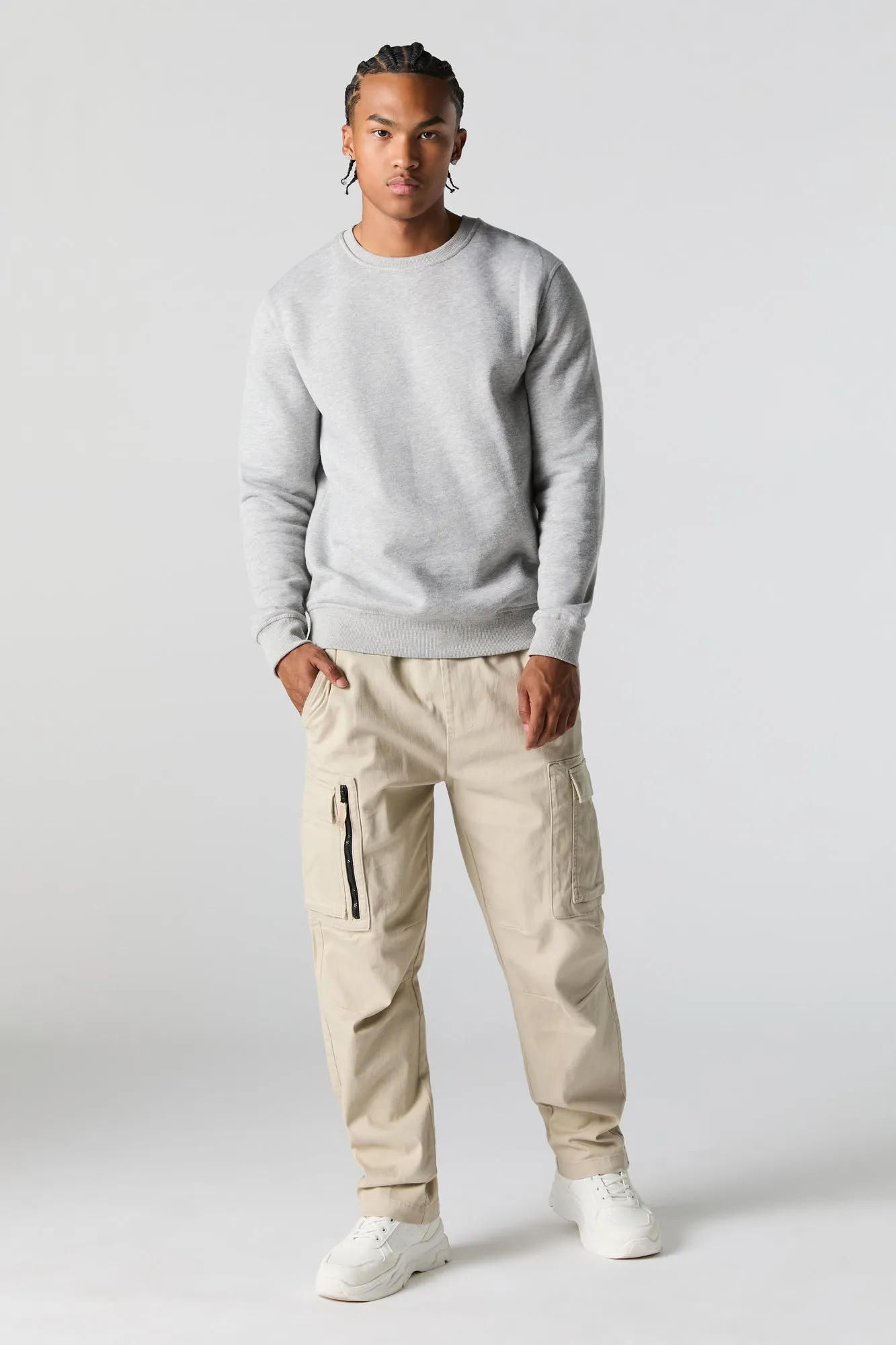 Pantalon cargo à taille coulissante avec glissière et poche