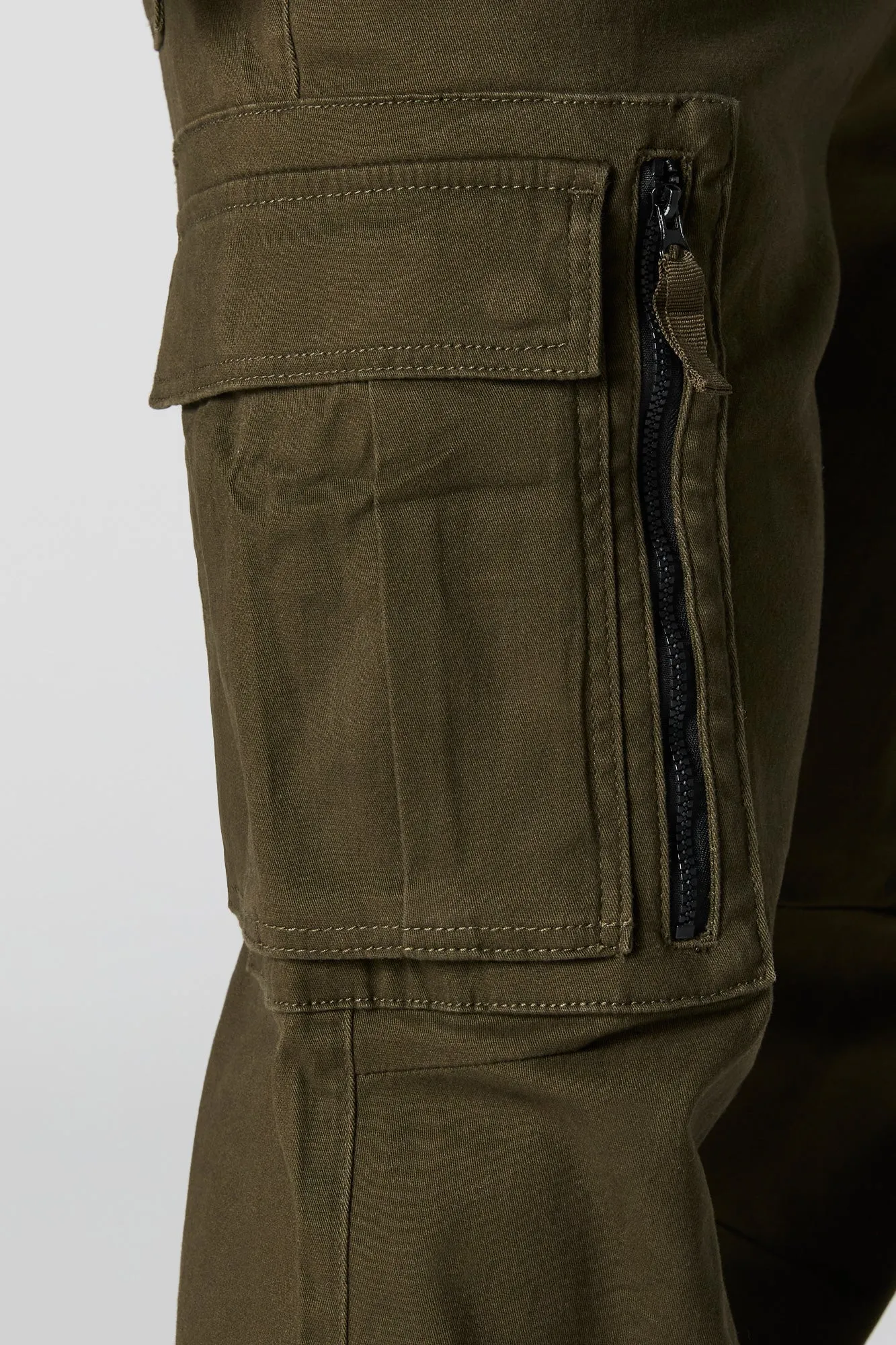 Pantalon cargo à taille coulissante avec glissière et poche