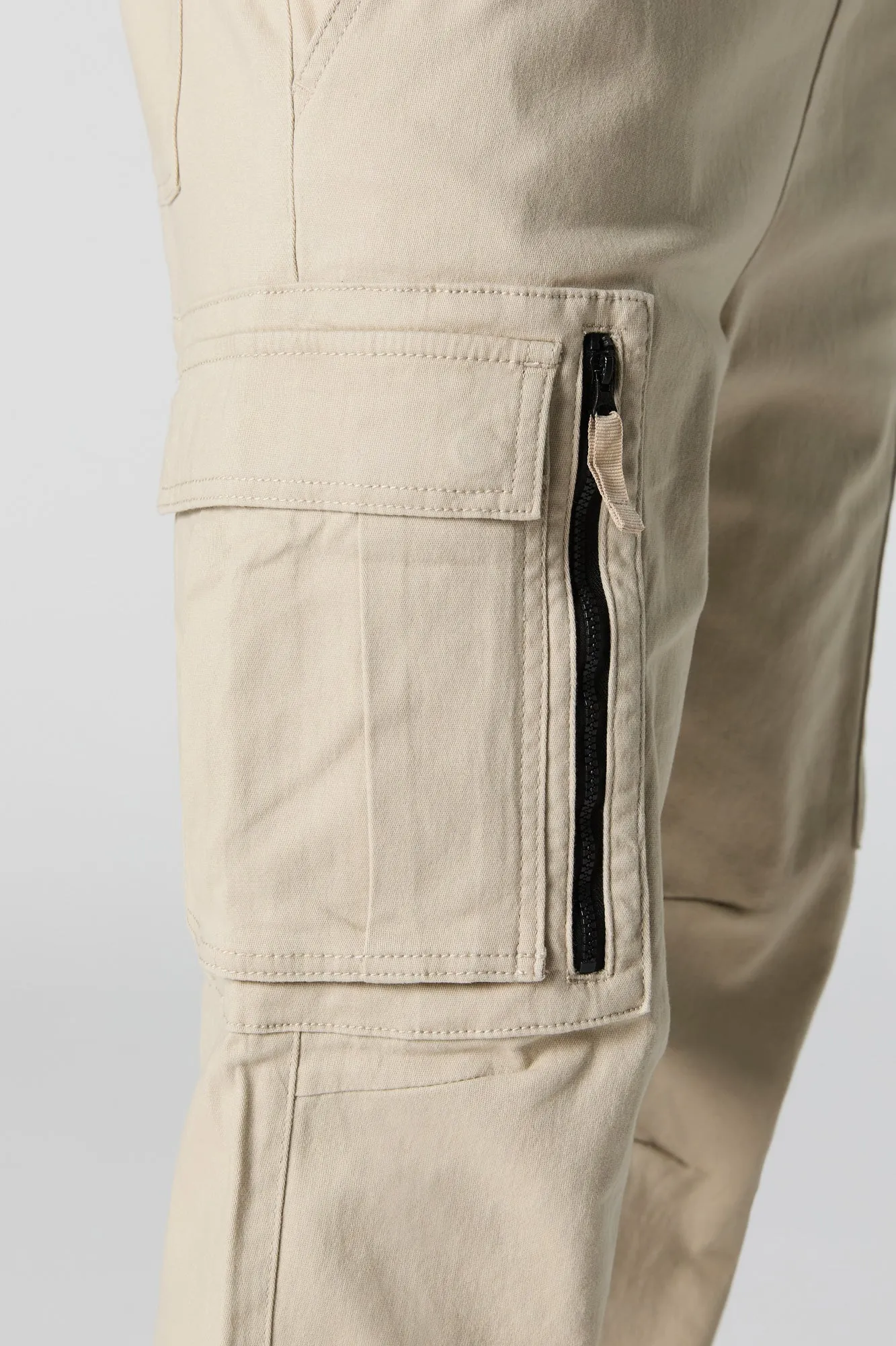 Pantalon cargo à taille coulissante avec glissière et poche