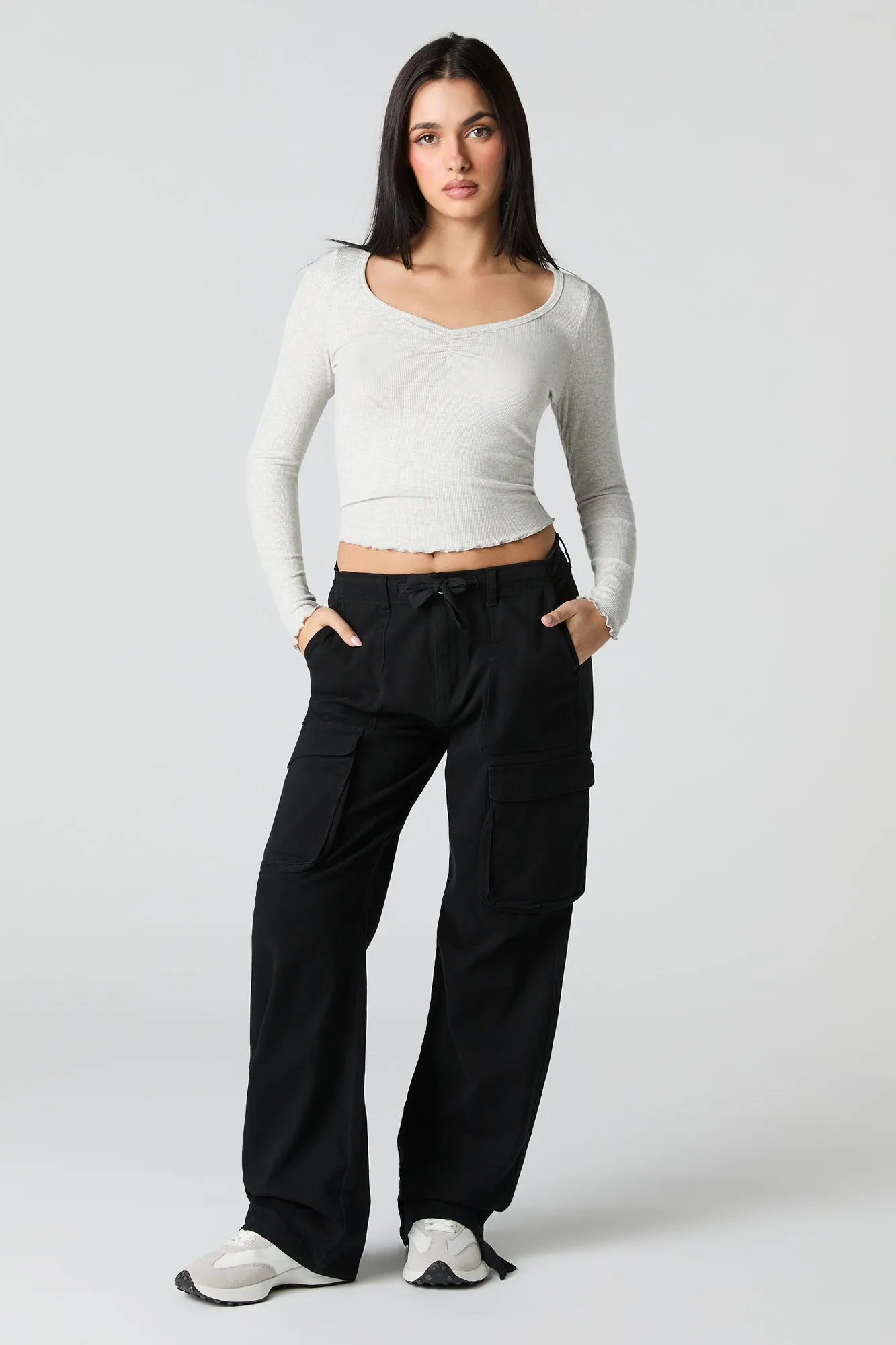 Pantalon cargo à taille coulissante