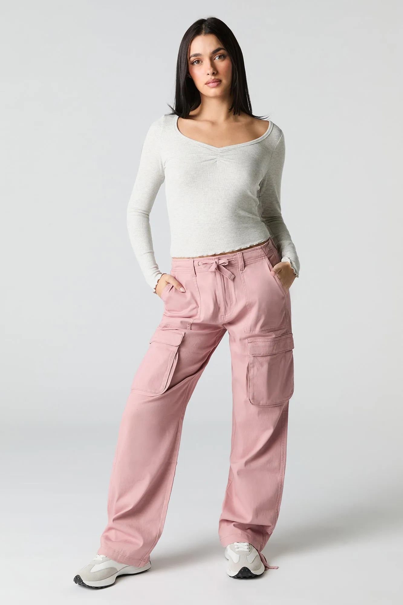 Pantalon cargo à taille coulissante