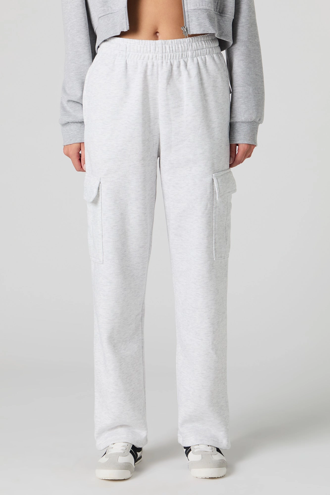 Pantalon cargo en molleton à jambe large