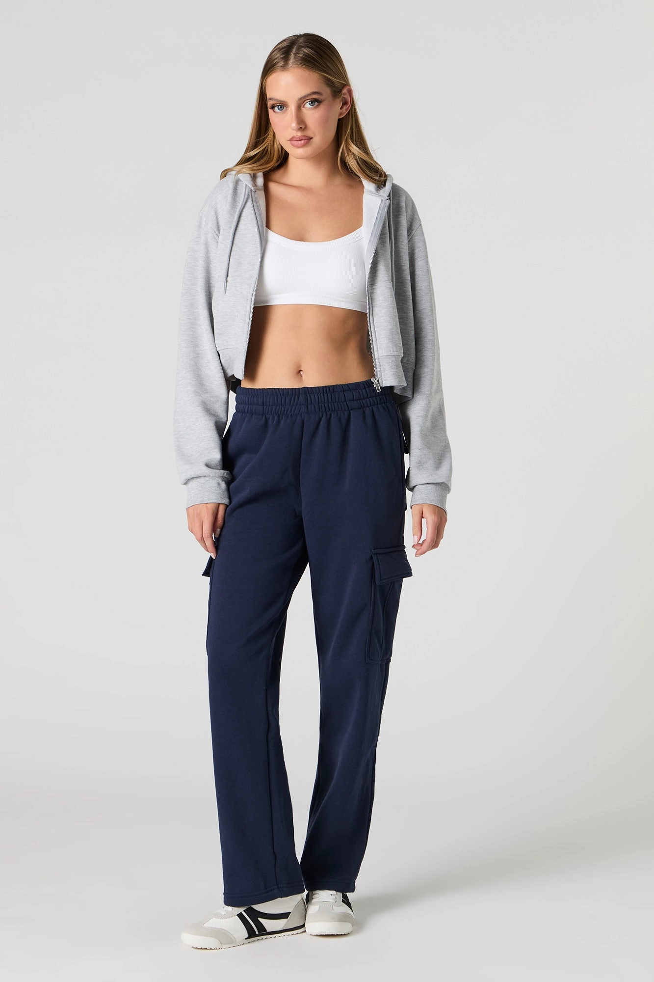 Pantalon cargo en molleton à jambe large