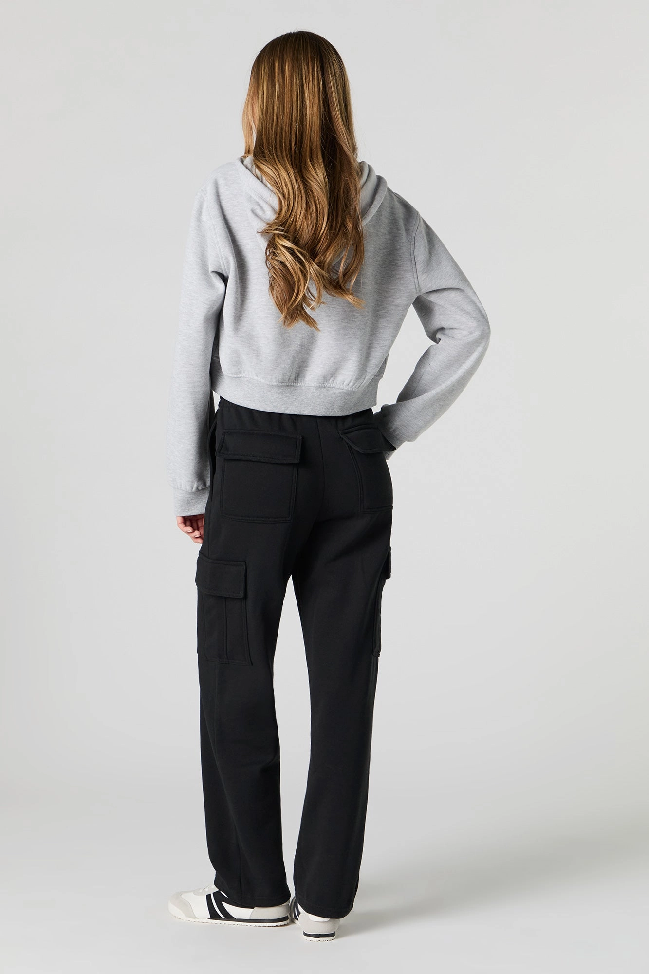Pantalon cargo en molleton à jambe large