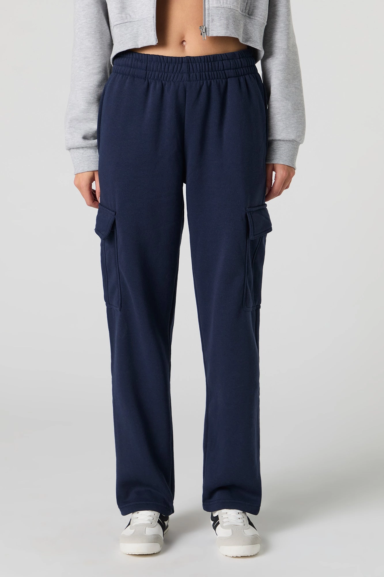 Pantalon cargo en molleton à jambe large