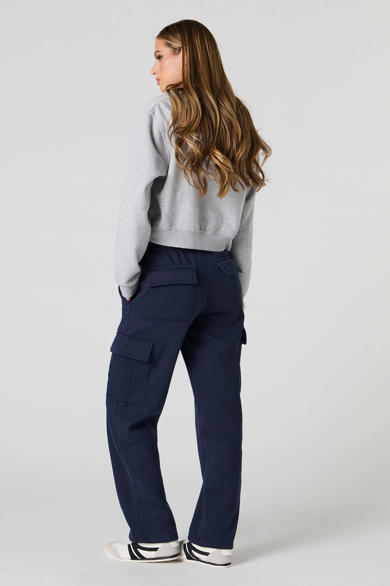 Pantalon cargo en molleton à jambe large