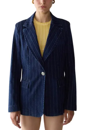 Pin Stripe Denim Blazer