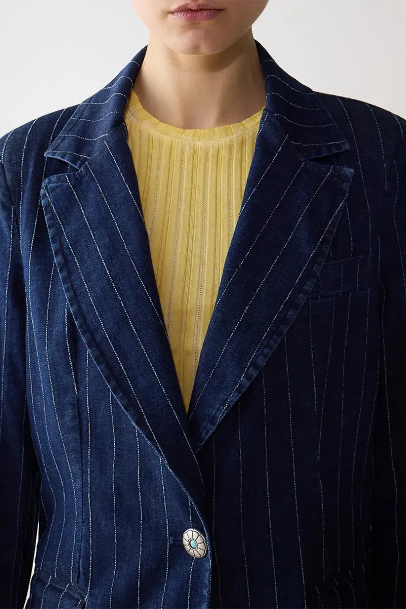 Pin Stripe Denim Blazer