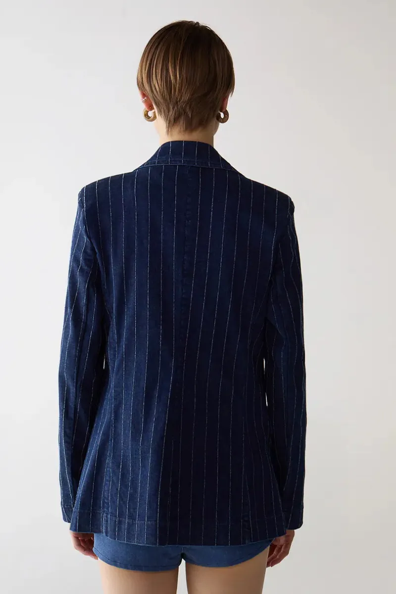 Pin Stripe Denim Blazer