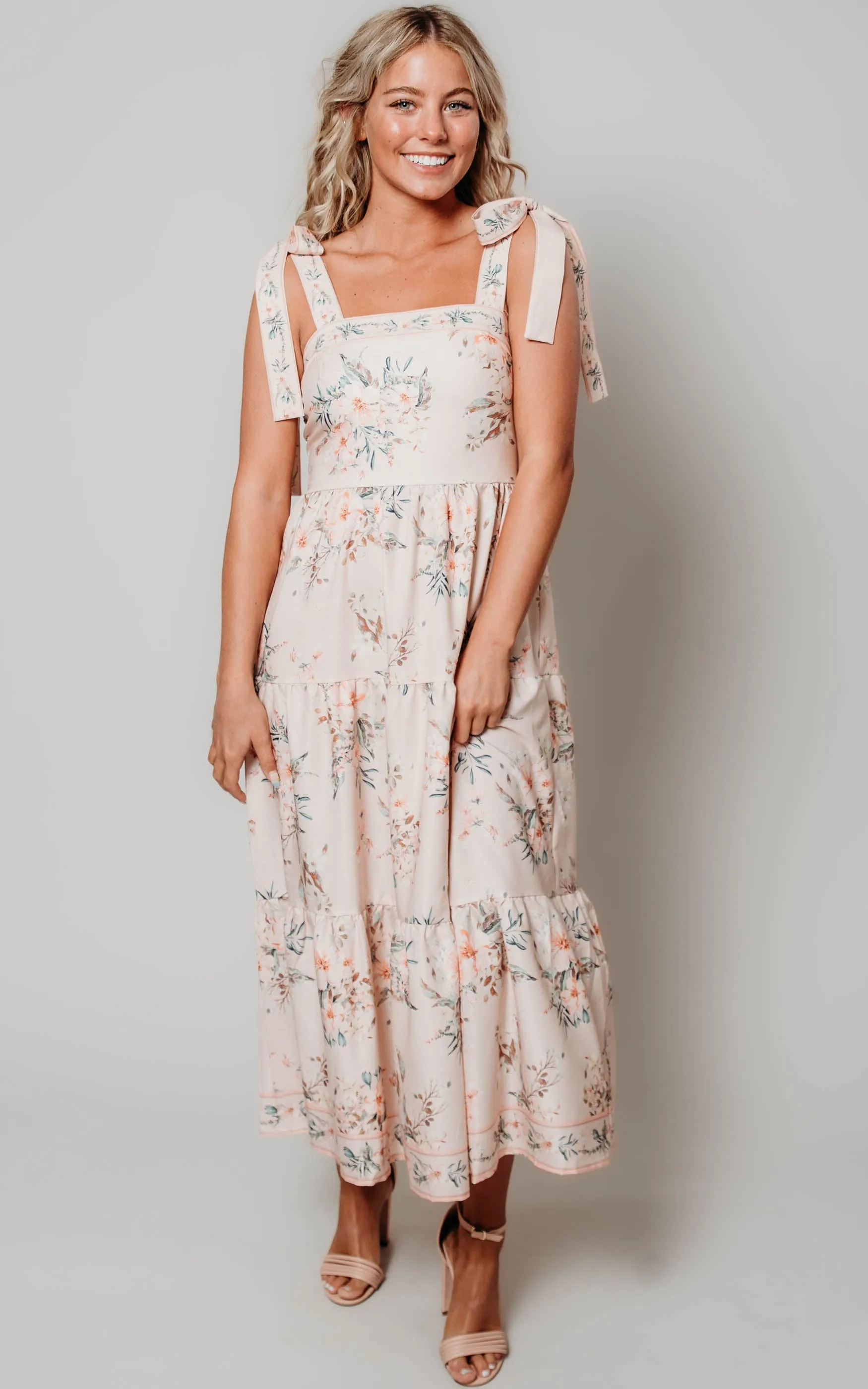 Pink Floral Tiered Dress- Final Sale*