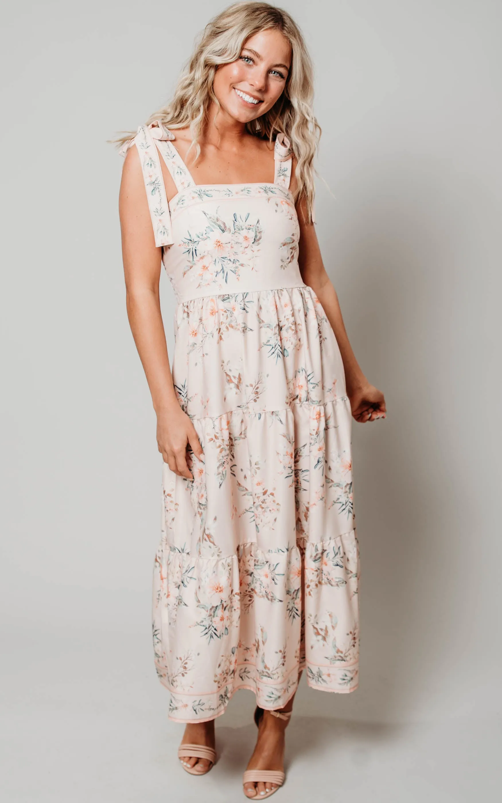 Pink Floral Tiered Dress- Final Sale*