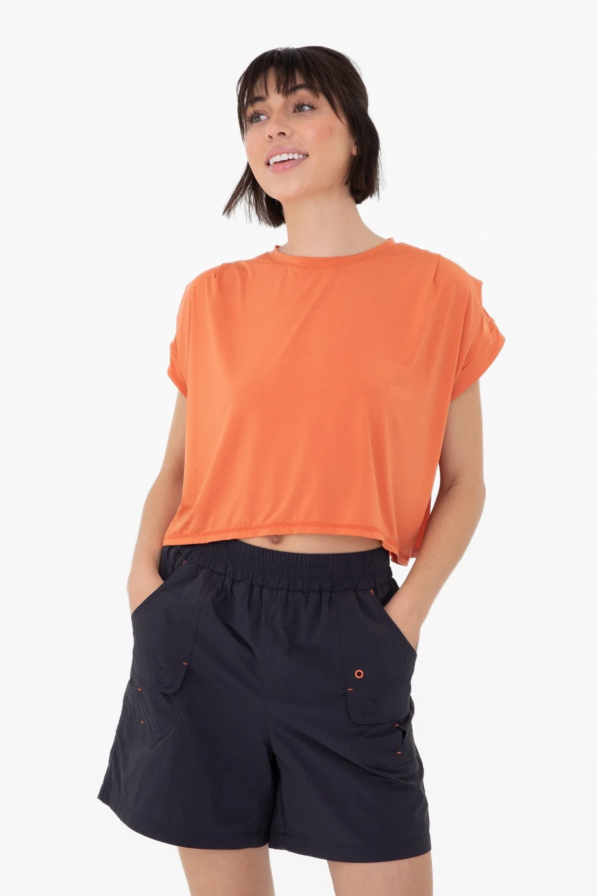 Pleated Shoulder Open Back Short Sleeve Top | MONO B* | FINAL SALE