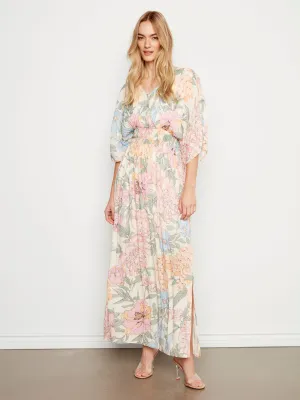 Printed Dolman Sleeve Maxi Dress with Side Slits - Dahlia