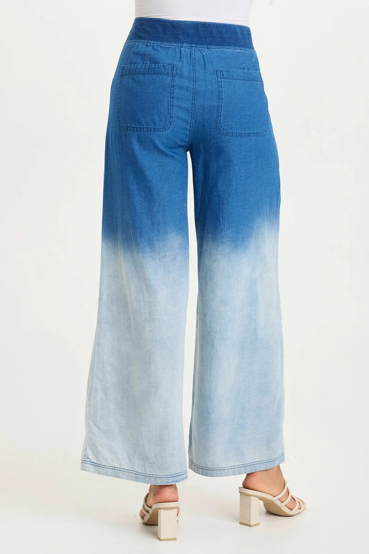 Ralston Indigo Twill Lightweight Pleated Wide Leg Pant