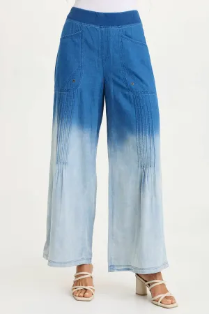 Ralston Indigo Twill Lightweight Pleated Wide Leg Pant