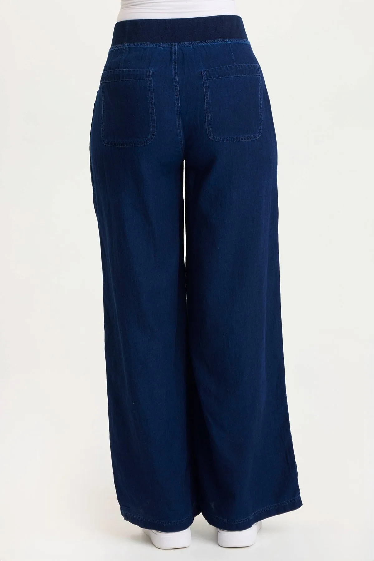 Ralston Indigo Twill Lightweight Pleated Wide Leg Pant