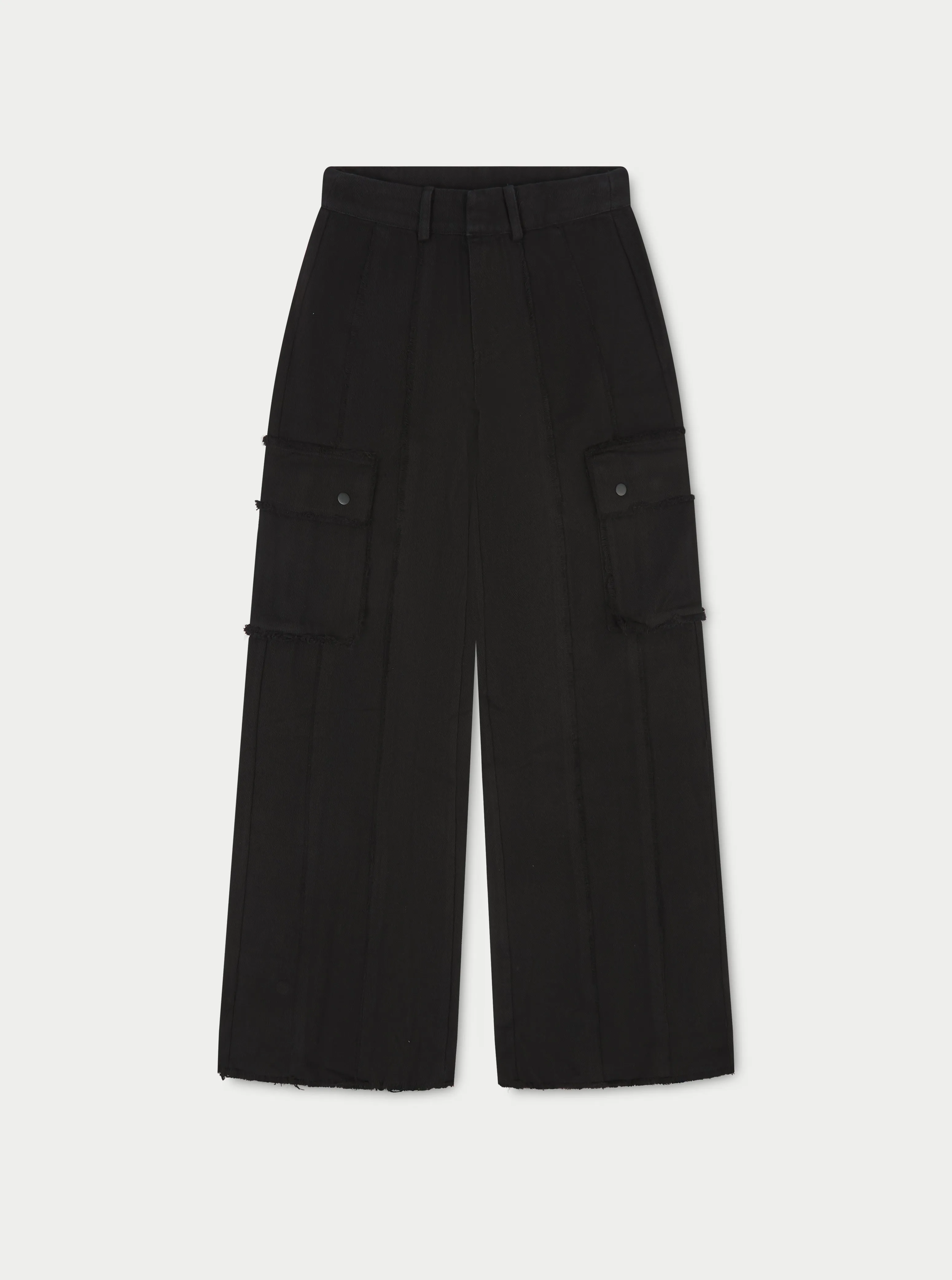 RAW SEAM DETAIL WIDE LEG CARGO - BLACK
