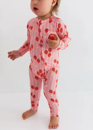 Red Strawberry Zipper Romper
