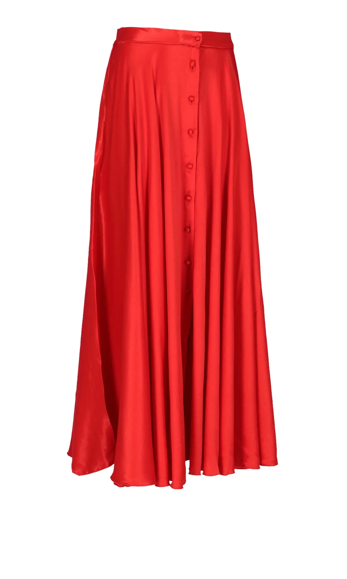 ROTATE Pleated Satin Midi Skirt