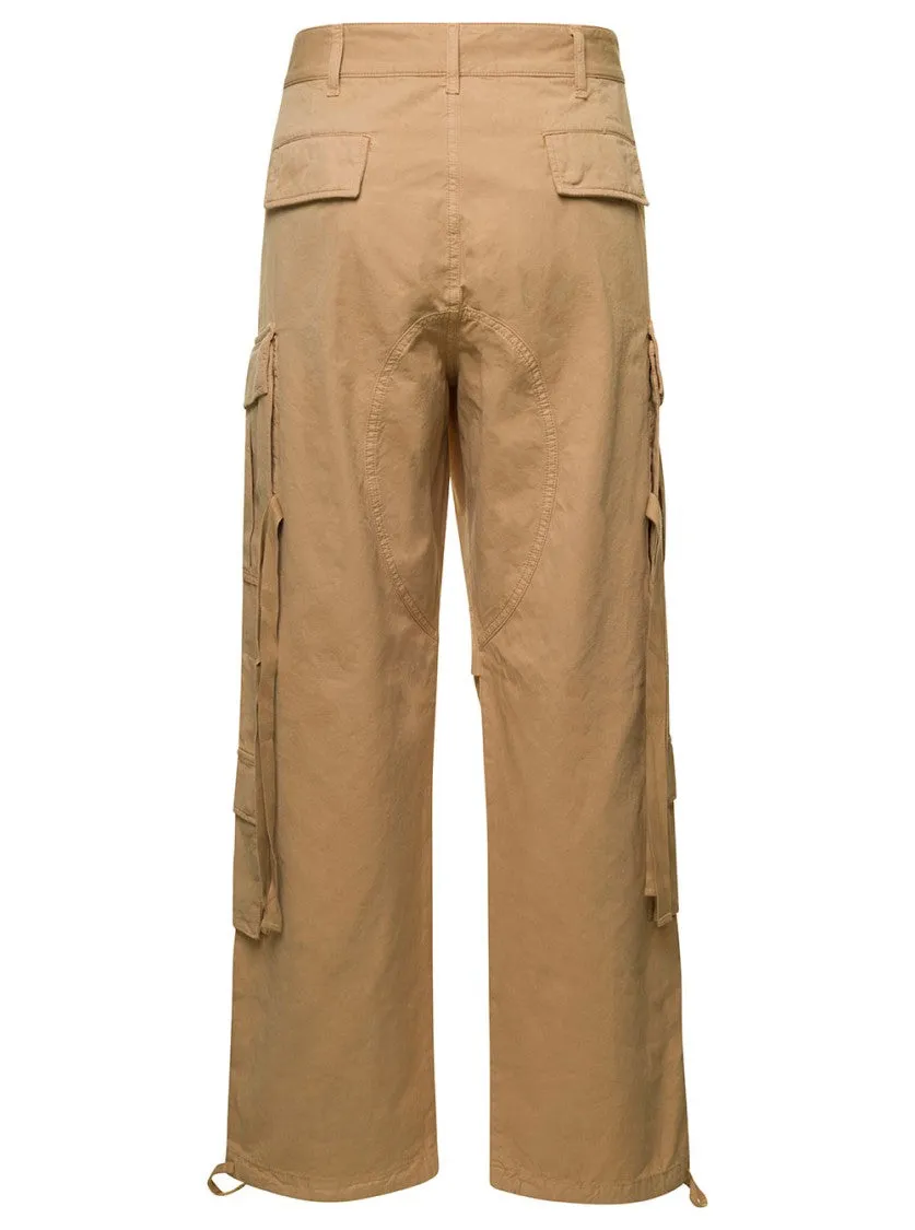 'Saint' Beige Cargo Pants With Pockets In Cotton