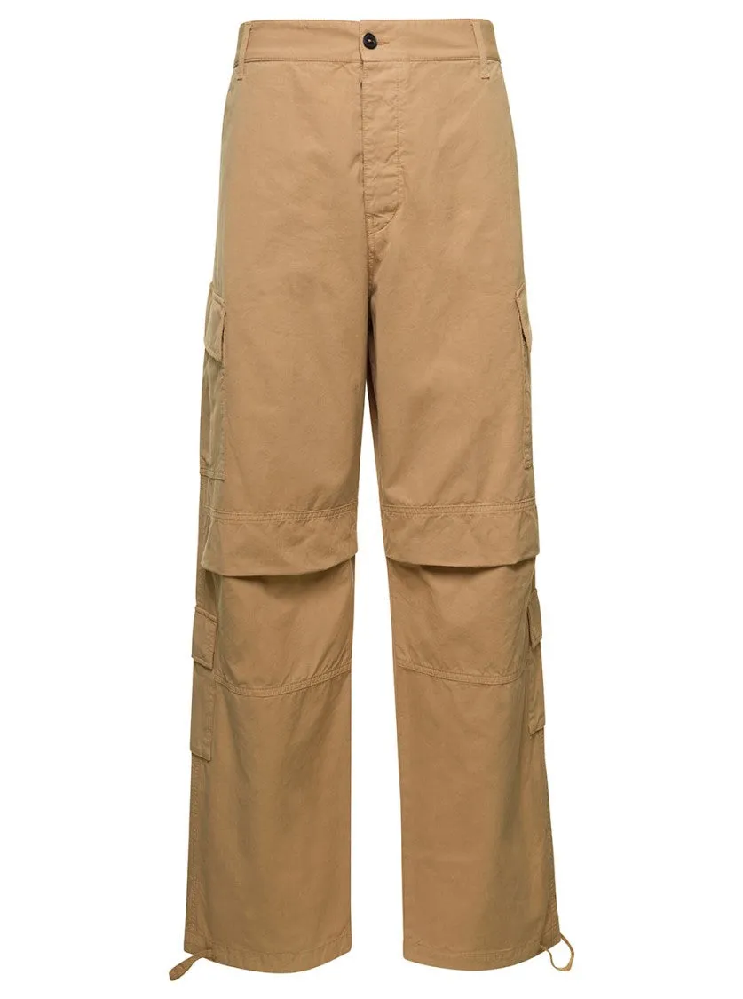 'Saint' Beige Cargo Pants With Pockets In Cotton