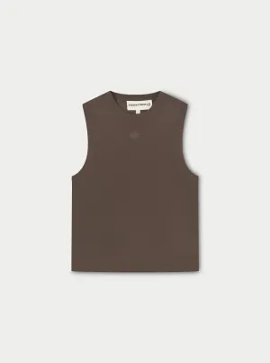 SCULPTING STRETCH HIGH NECK EMBLEM RACER - CHOCOLATE