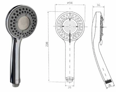 Selleys Premium Chrome Shower Head/Set (3 Function) | Model : SEY-S6008