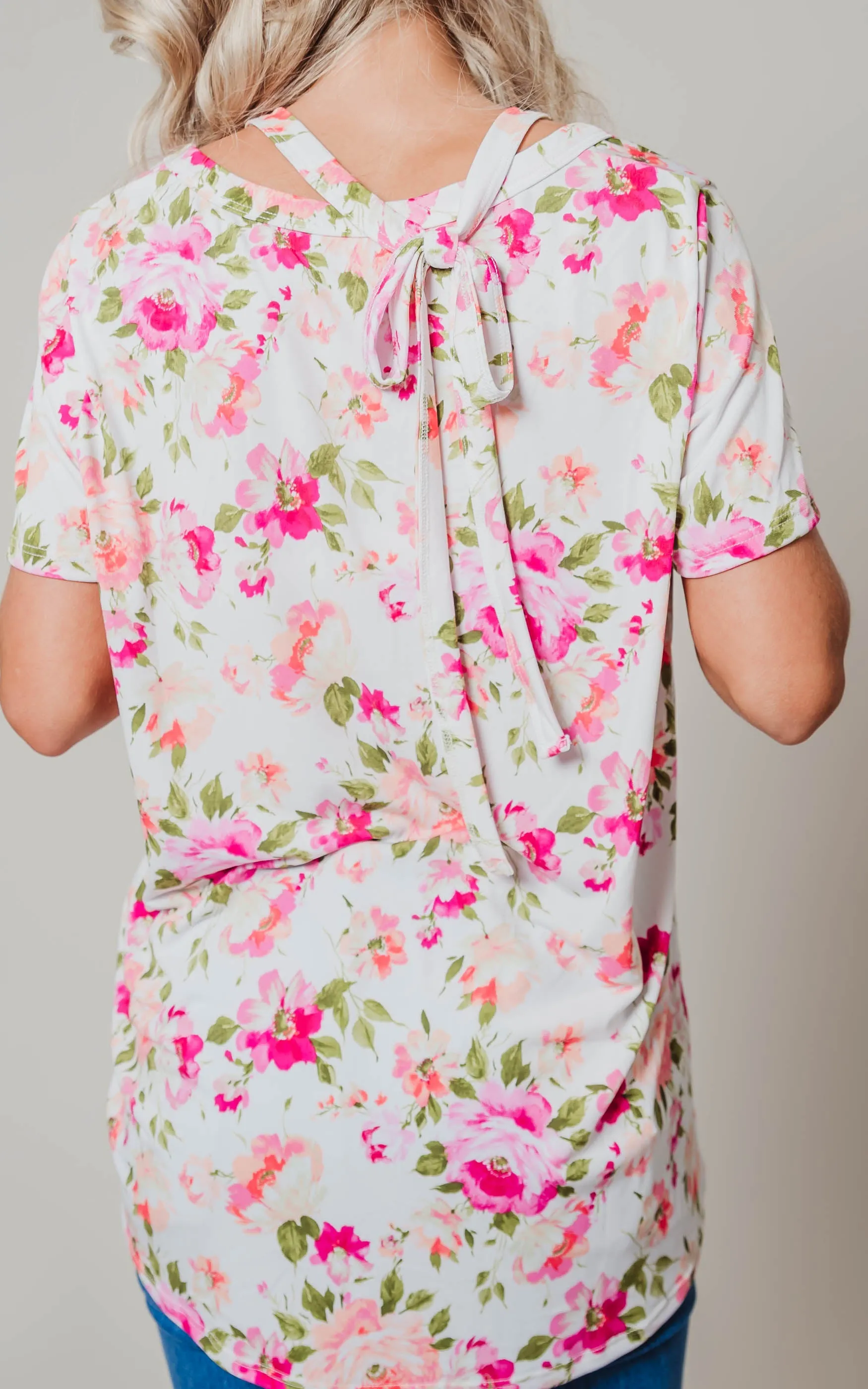 Short Sleeve Floral Print Knit Top - Final Sale*