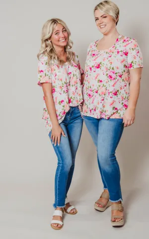 Short Sleeve Floral Print Knit Top - Final Sale*