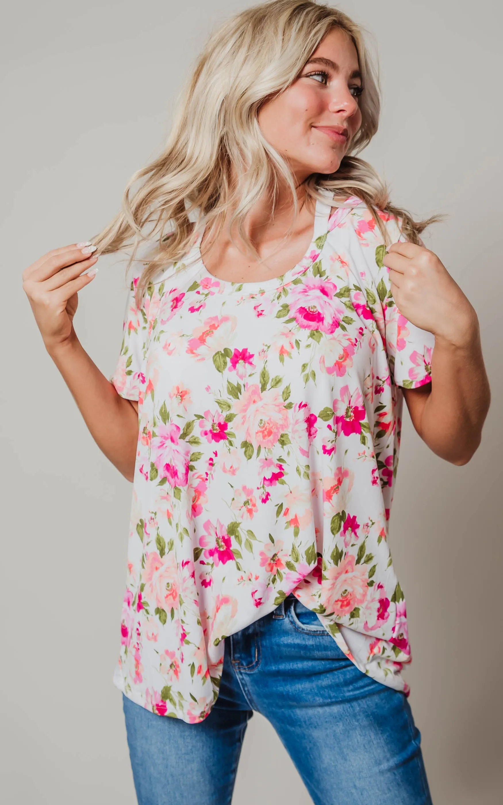 Short Sleeve Floral Print Knit Top - Final Sale*